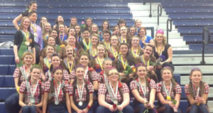 LHS Winter Guard Teams...From top to bottom: Erwin Middle School Novice Team, Loveland HS Varsity and Loveland HS Junior Varsity teams.